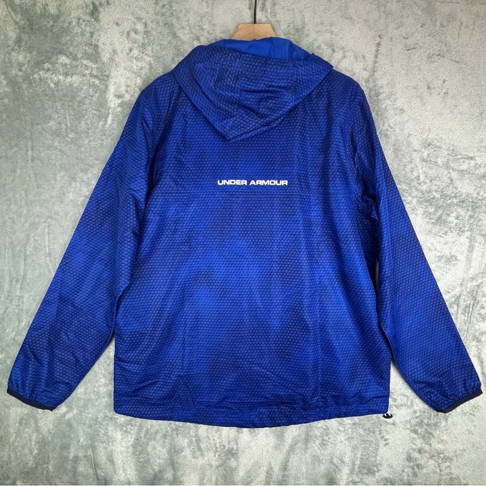 Under Armour Half Zip Pullover Windbreaker Anorak Men Large Blue Black Hoodie